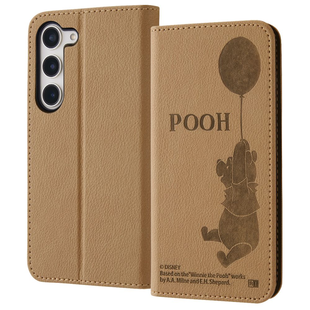 『ディズニーキャラクター』/耐衝撃 手帳型レザーケース シンプル/プー