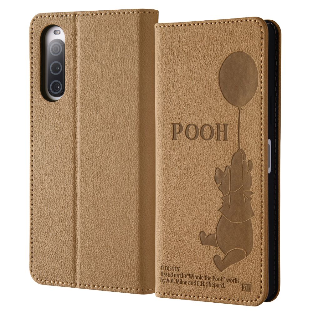 『ディズニーキャラクター』/耐衝撃 手帳型レザーケース シンプル/プー