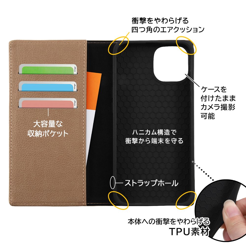 『ディズニーキャラクター』/耐衝撃 手帳型レザーケース シンプル/プー