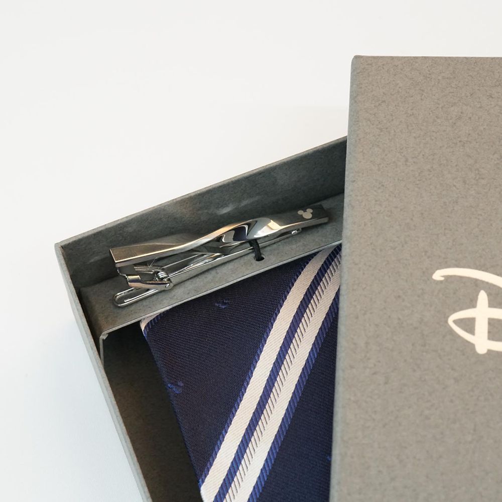 ディズニー／ネクタイ＆タイピン 　(ミッキーストライプ柄　BOX付)