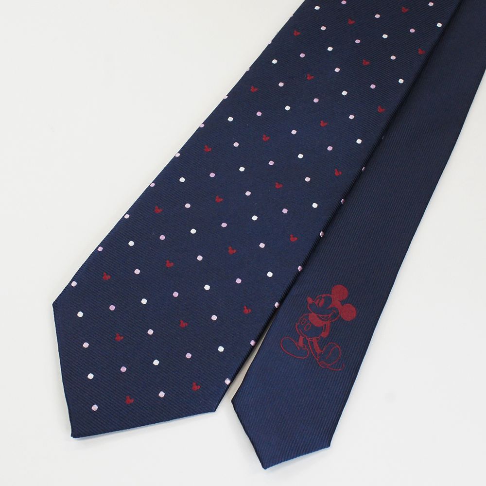 ディズニー／ネクタイ＆タイピン 　(ミッキードット柄　BOX付)