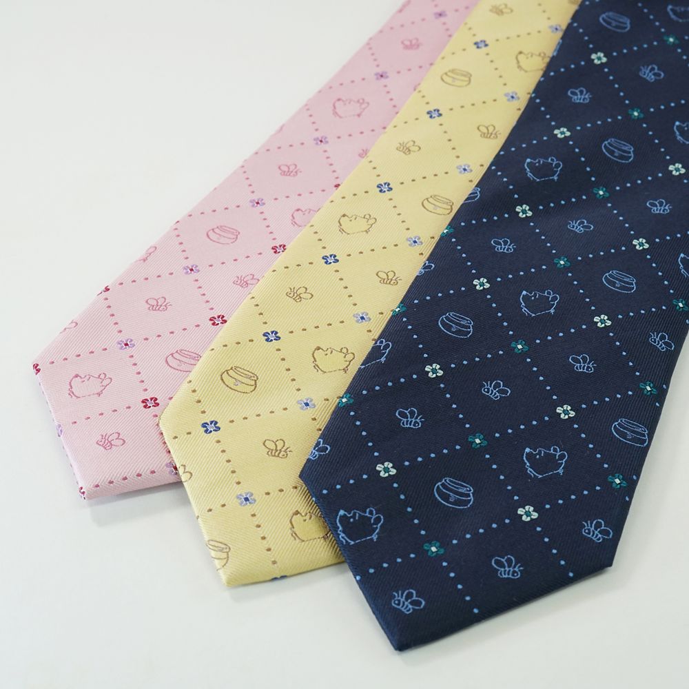 ディズニー／ネクタイ 　(プーさん 　小花チェック柄)