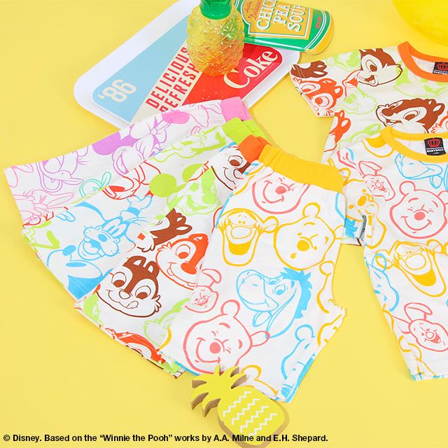 【ベビードール】チップ デール カラフル総柄ハーフパンツ 8473K (トップス別売) / ベビーサイズ キッズ ボトムス ショートパンツ 短パン 半ズボン 部屋着 ルームウェア リラックスウェア 天竺素材