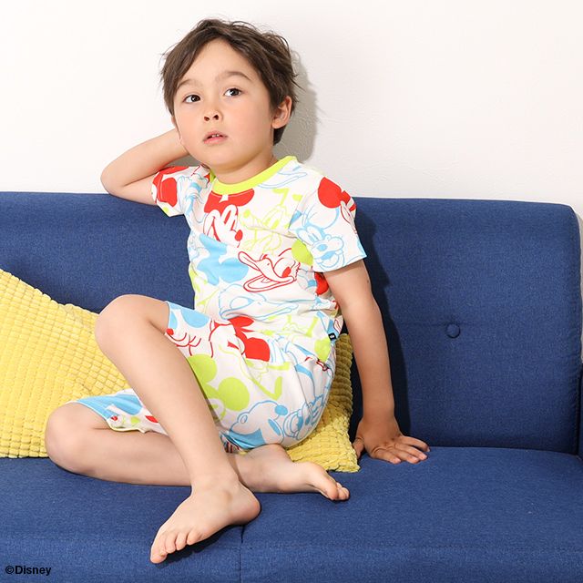 【ベビードール】ミッキー グーフィー カラフル総柄ハーフパンツ 8473K (トップス別売) / ベビーサイズ キッズ ボトムス ショートパンツ 短パン 半ズボン 部屋着 ルームウェア リラックスウェア 天竺素材