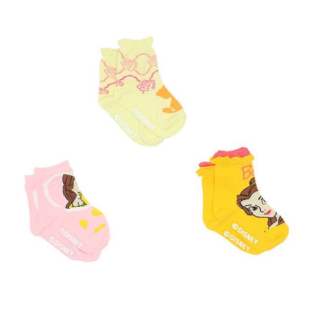 【ベビードール】ベル プリンセス / クルーソックスセット 8497 / ベビーサイズ キッズ くつ下 靴下 3足セット 3足組み 3点セット 13-16cm滑り止め付き