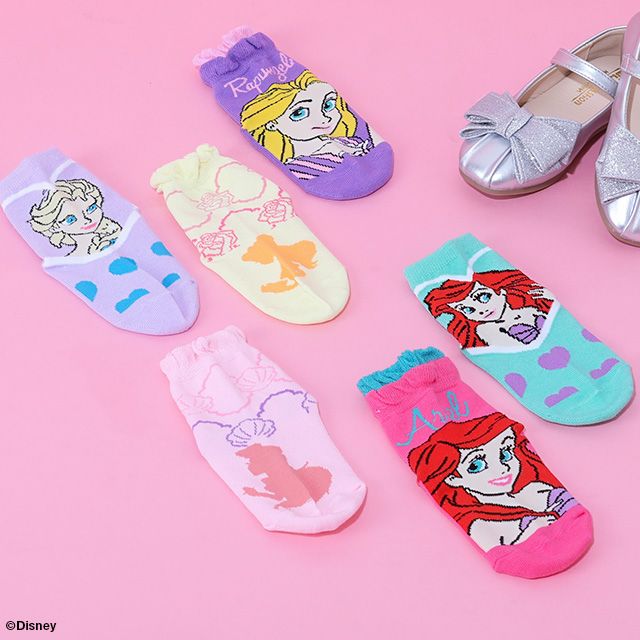 【ベビードール】アリエル プリンセス / クルーソックスセット 8497 / ベビーサイズ キッズ くつ下 靴下 3足セット 3足組み 3点セット 13-16cm滑り止め付き