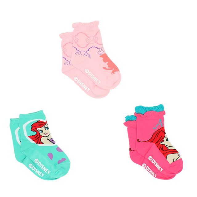 【ベビードール】アリエル プリンセス / クルーソックスセット 8497 / ベビーサイズ キッズ くつ下 靴下 3足セット 3足組み 3点セット 13-16cm滑り止め付き