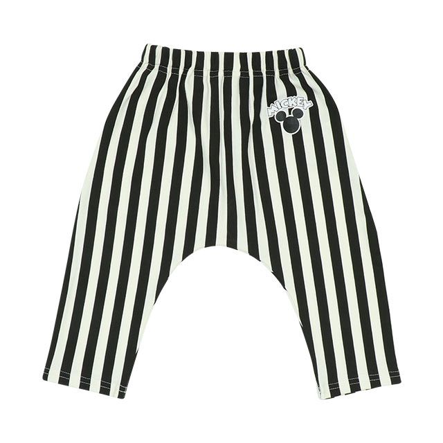 【ベビードール】ミッキー セットアップ 上下2点セット 8526B / ベビーサイズ 赤ちゃん 出産祝い 贈り物 プレゼント ベビー服 長袖 Tシャツ ボトム 長ズボン パンツ ウエスト総ゴム ゴム穴付 モノトーン コーデセット