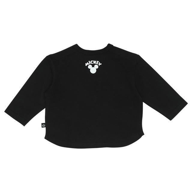 【ベビードール】ミッキー セットアップ 上下2点セット 8526B / ベビーサイズ 赤ちゃん 出産祝い 贈り物 プレゼント ベビー服 長袖 Tシャツ ボトム 長ズボン パンツ ウエスト総ゴム ゴム穴付 モノトーン コーデセット