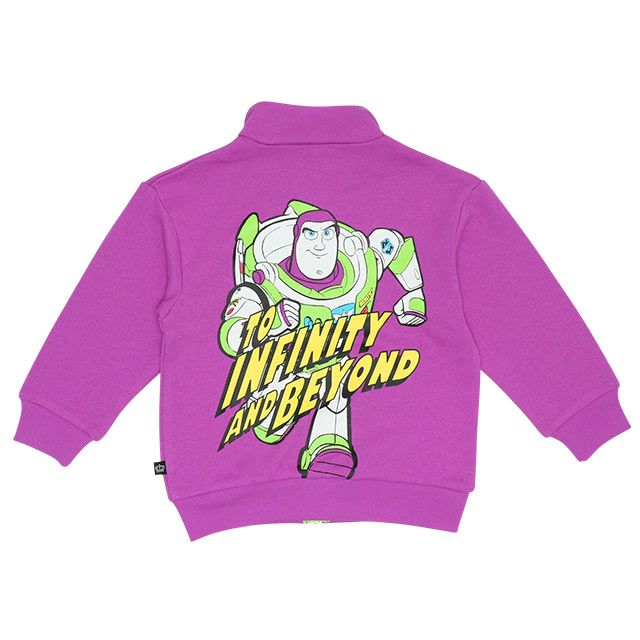 【ベビードール】バズ バックプリントジャケット 8594K / ベビーサイズ キッズ トップス 長袖 スウェット 羽織り ライトアウター ブルゾン フード無し カンガルーポケット 90cmはファスナーガード付き