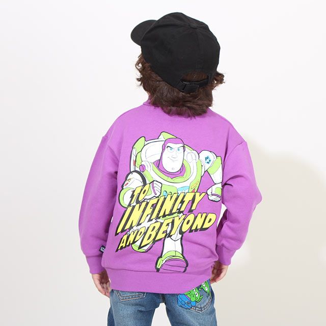 【ベビードール】バズ バックプリントジャケット 8594K / ベビーサイズ キッズ トップス 長袖 スウェット 羽織り ライトアウター ブルゾン フード無し カンガルーポケット 90cmはファスナーガード付き