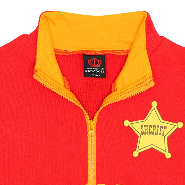 【ベビードール】バズ バックプリントジャケット 8594K / ベビーサイズ キッズ トップス 長袖 スウェット 羽織り ライトアウター ブルゾン フード無し カンガルーポケット 90cmはファスナーガード付き