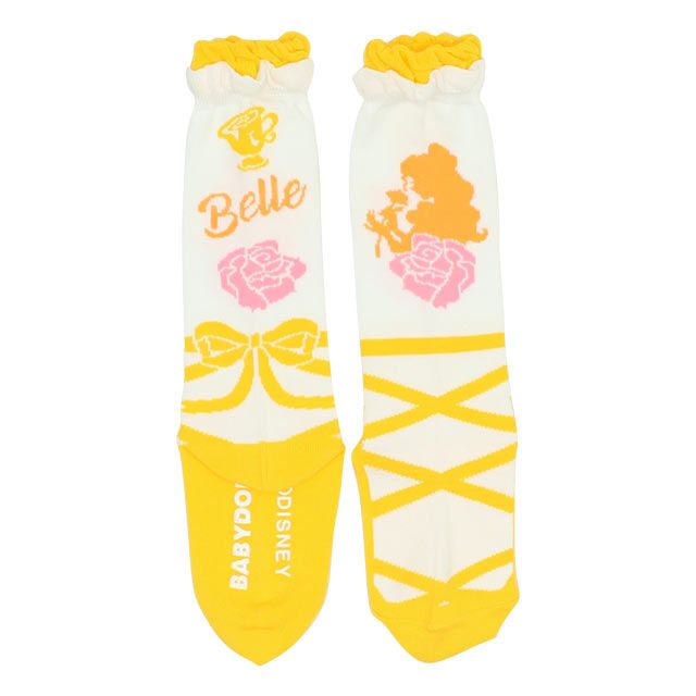 【ベビードール】ベル プリンセス / ハイソックス 8599 / キッズ くつ下 靴下 プチプラ 13-16cm滑り止め付き バレエシューズ風 履き口フリル ガーリーコーデ お姫様 コスチューム コスプレ