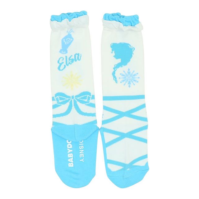 【ベビードール】エルサ プリンセス / ハイソックス 8599 / キッズ くつ下 靴下 プチプラ 13-16cm滑り止め付き バレエシューズ風 履き口フリル ガーリーコーデ お姫様 コスチューム コスプレ