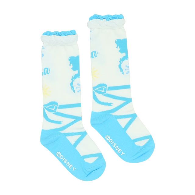 【ベビードール】エルサ プリンセス / ハイソックス 8599 / キッズ くつ下 靴下 プチプラ 13-16cm滑り止め付き バレエシューズ風 履き口フリル ガーリーコーデ お姫様 コスチューム コスプレ