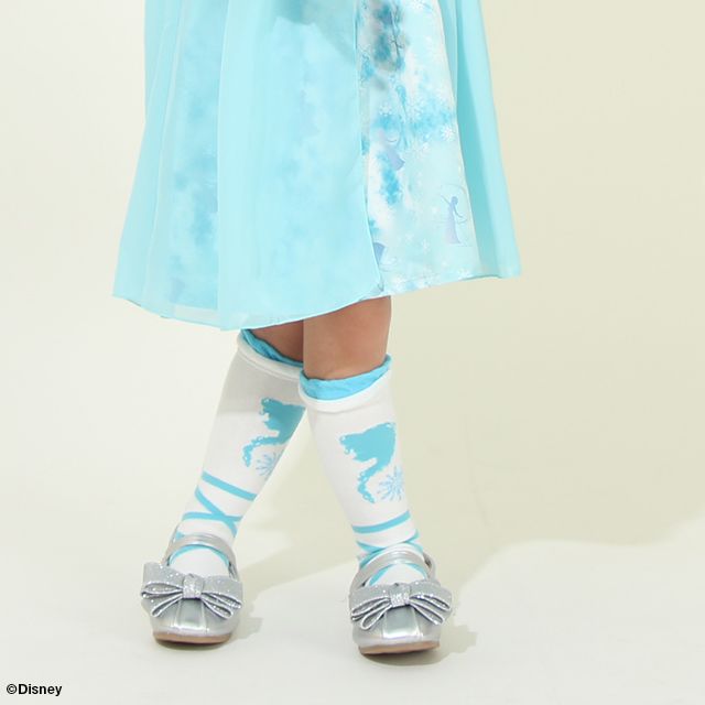 【ベビードール】エルサ プリンセス / ハイソックス 8599 / キッズ くつ下 靴下 プチプラ 13-16cm滑り止め付き バレエシューズ風 履き口フリル ガーリーコーデ お姫様 コスチューム コスプレ