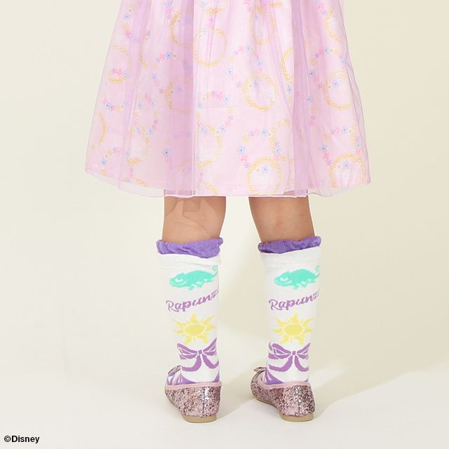 【ベビードール】ラプンツェル プリンセス / ハイソックス 8599 / キッズ くつ下 靴下 プチプラ 13-16cm滑り止め付き バレエシューズ風 履き口フリル ガーリーコーデ お姫様 コスチューム コスプレ