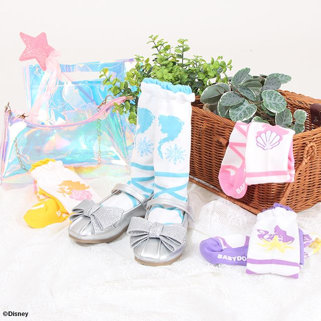 【ベビードール】ラプンツェル プリンセス / ハイソックス 8599 / キッズ くつ下 靴下 プチプラ 13-16cm滑り止め付き バレエシューズ風 履き口フリル ガーリーコーデ お姫様 コスチューム コスプレ