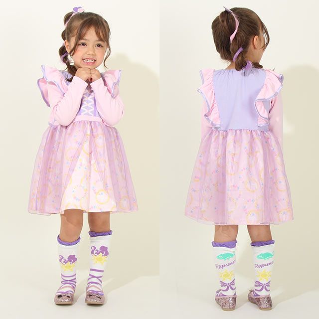 【ベビードール】ラプンツェル プリンセス / ハイソックス 8599 / キッズ くつ下 靴下 プチプラ 13-16cm滑り止め付き バレエシューズ風 履き口フリル ガーリーコーデ お姫様 コスチューム コスプレ