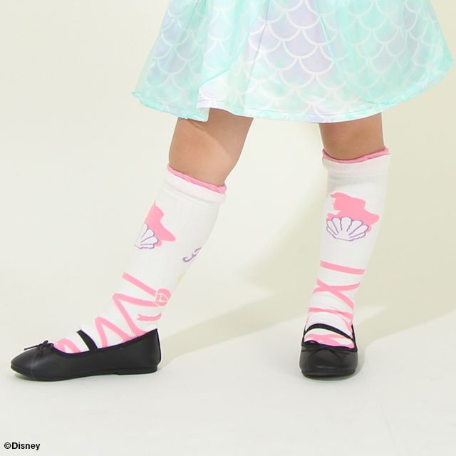 【ベビードール】アリエル プリンセス / ハイソックス 8599 / キッズ くつ下 靴下 プチプラ 13-16cm滑り止め付き バレエシューズ風 履き口フリル ガーリーコーデ お姫様 コスチューム コスプレ