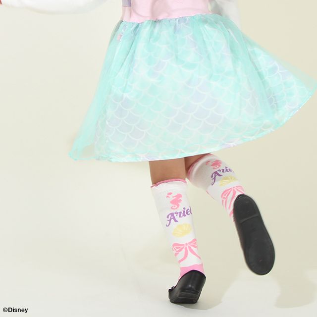 【ベビードール】アリエル プリンセス / ハイソックス 8599 / キッズ くつ下 靴下 プチプラ 13-16cm滑り止め付き バレエシューズ風 履き口フリル ガーリーコーデ お姫様 コスチューム コスプレ