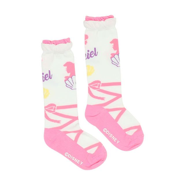 【ベビードール】アリエル プリンセス / ハイソックス 8599 / キッズ くつ下 靴下 プチプラ 13-16cm滑り止め付き バレエシューズ風 履き口フリル ガーリーコーデ お姫様 コスチューム コスプレ