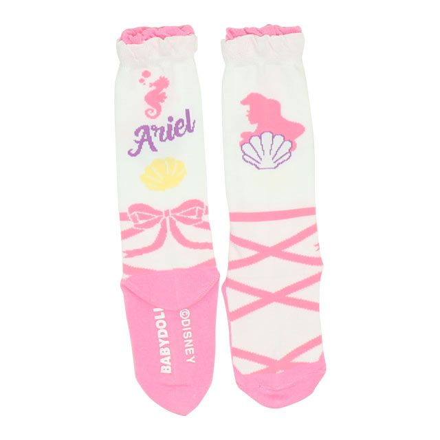 【ベビードール】アリエル プリンセス / ハイソックス 8599 / キッズ くつ下 靴下 プチプラ 13-16cm滑り止め付き バレエシューズ風 履き口フリル ガーリーコーデ お姫様 コスチューム コスプレ
