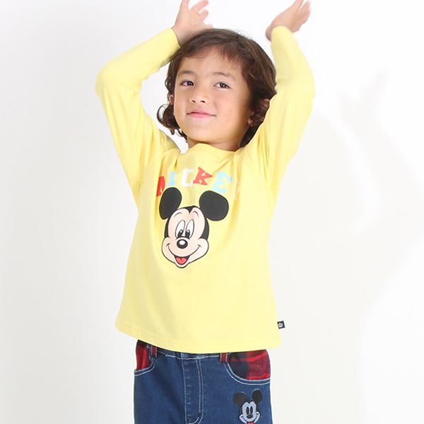 【ベビードール】ミッキー 親子お揃い キャラクター3点セット 8698K / ベビーサイズ キッズ リンクコーデ ペアルック 親子コーデ トレーナー ロンT 長袖 ショルダーバッグ ポシェット お出かけ トータルコーディネート レトロ