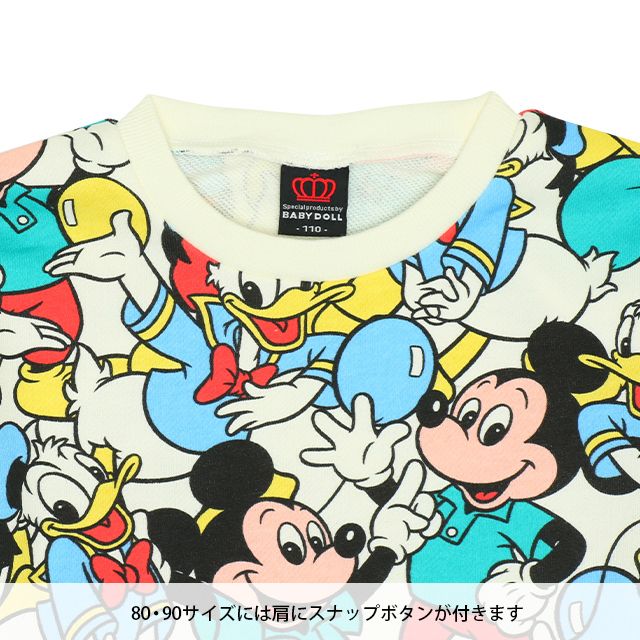 【ベビードール】ミニー 親子お揃い キャラクター3点セット 8698K / ベビーサイズ キッズ リンクコーデ ペアルック 親子コーデ トレーナー ロンT 長袖 ショルダーバッグ ポシェット お出かけ トータルコーディネート レトロ