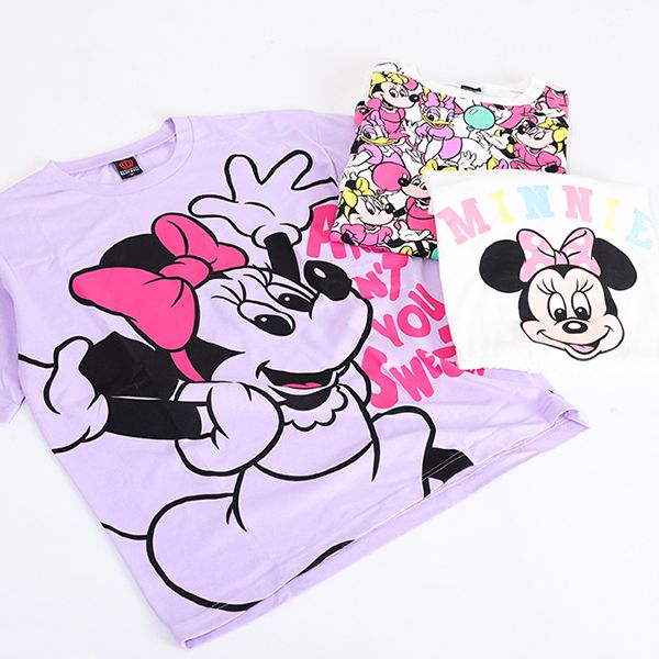 【ベビードール】ミニー 親子お揃い キャラクター3点セット 8699A / 大人 ユニセックス 男女兼用 リンクコーデ ペアルック 親子コーデ トレーナー ロンT Tシャツ 長袖 半袖 トータルコーデ