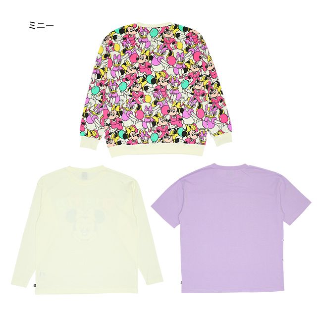 【ベビードール】ミニー 親子お揃い キャラクター3点セット 8699A / 大人 ユニセックス 男女兼用 リンクコーデ ペアルック 親子コーデ トレーナー ロンT Tシャツ 長袖 半袖 トータルコーデ