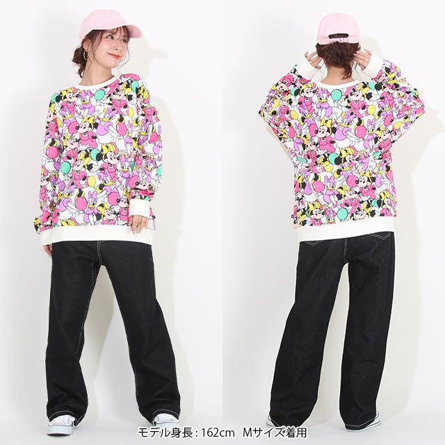 【ベビードール】ミニー 親子お揃い キャラクター3点セット 8699A / 大人 ユニセックス 男女兼用 リンクコーデ ペアルック 親子コーデ トレーナー ロンT Tシャツ 長袖 半袖 トータルコーデ