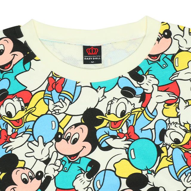 【ベビードール】ミニー 親子お揃い キャラクター3点セット 8699A / 大人 ユニセックス 男女兼用 リンクコーデ ペアルック 親子コーデ トレーナー ロンT Tシャツ 長袖 半袖 トータルコーデ