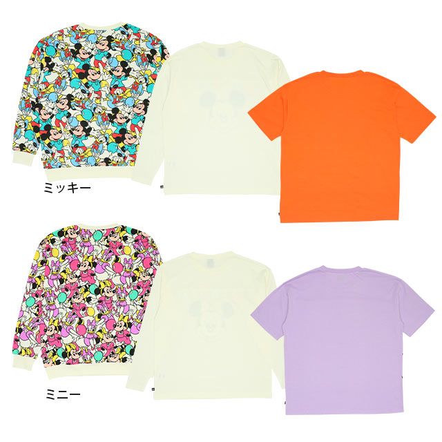 【ベビードール】ミニー 親子お揃い キャラクター3点セット 8699A / 大人 ユニセックス 男女兼用 リンクコーデ ペアルック 親子コーデ トレーナー ロンT Tシャツ 長袖 半袖 トータルコーデ