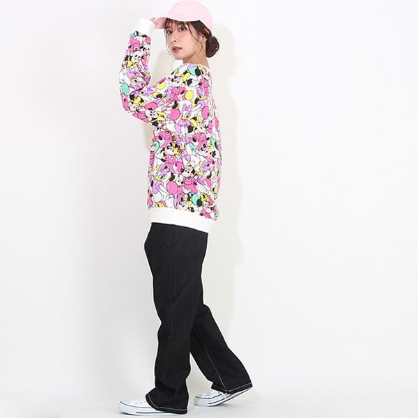 【ベビードール】ミニー 親子お揃い キャラクター3点セット 8699A / 大人 ユニセックス 男女兼用 リンクコーデ ペアルック 親子コーデ トレーナー ロンT Tシャツ 長袖 半袖 トータルコーデ