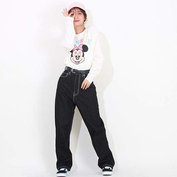 【ベビードール】ミニー 親子お揃い キャラクター3点セット 8699A / 大人 ユニセックス 男女兼用 リンクコーデ ペアルック 親子コーデ トレーナー ロンT Tシャツ 長袖 半袖 トータルコーデ