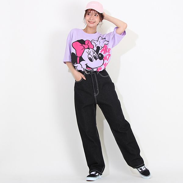【ベビードール】ミニー 親子お揃い キャラクター3点セット 8699A / 大人 ユニセックス 男女兼用 リンクコーデ ペアルック 親子コーデ トレーナー ロンT Tシャツ 長袖 半袖 トータルコーデ