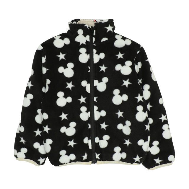 【ベビードール】ミッキー リバーシブル中綿アウター 8700K / ベビーサイズ キッズ トップス 長袖 アウター ジャケット ブルゾン ジャンパー 羽織 中綿 フリース 80・90cmファスナーガード付き あったか 秋冬