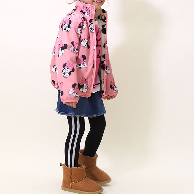 【ベビードール】ミニー リバーシブル中綿アウター 8700K / ベビーサイズ キッズ トップス 長袖 アウター ジャケット ブルゾン ジャンパー 羽織 中綿 フリース 80・90cmファスナーガード付き あったか 秋冬