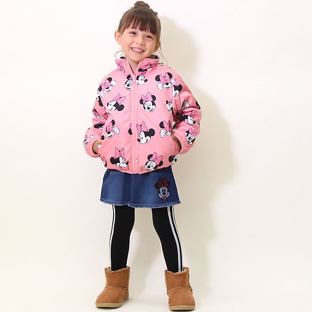 【ベビードール】ミニー リバーシブル中綿アウター 8700K / ベビーサイズ キッズ トップス 長袖 アウター ジャケット ブルゾン ジャンパー 羽織 中綿 フリース 80・90cmファスナーガード付き あったか 秋冬