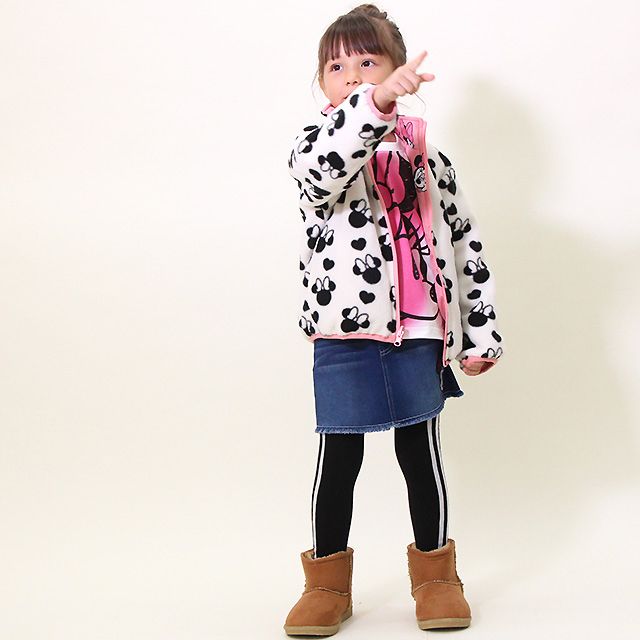 【ベビードール】ミニー リバーシブル中綿アウター 8700K / ベビーサイズ キッズ トップス 長袖 アウター ジャケット ブルゾン ジャンパー 羽織 中綿 フリース 80・90cmファスナーガード付き あったか 秋冬