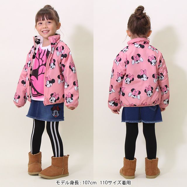 【ベビードール】ミニー リバーシブル中綿アウター 8700K / ベビーサイズ キッズ トップス 長袖 アウター ジャケット ブルゾン ジャンパー 羽織 中綿 フリース 80・90cmファスナーガード付き あったか 秋冬