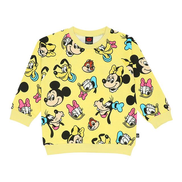 【ベビードール】ミッキー＆フレンズ 親子お揃い 総柄トレーナー 8704K / ミッキー ミニー グーフィー チップ デール プルート ベビーサイズ キッズ リンクコーデ ペアルック 親子コーデ トップス 長袖 トレーナー