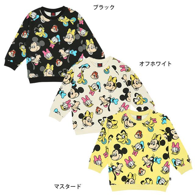 【ベビードール】ミッキー＆フレンズ 親子お揃い 総柄トレーナー 8704K / ミッキー ミニー グーフィー チップ デール プルート ベビーサイズ キッズ リンクコーデ ペアルック 親子コーデ トップス 長袖 トレーナー