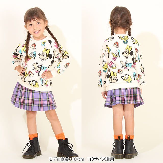 【ベビードール】ミッキー＆フレンズ 親子お揃い 総柄トレーナー 8704K / ミッキー ミニー グーフィー チップ デール プルート ベビーサイズ キッズ リンクコーデ ペアルック 親子コーデ トップス 長袖 トレーナー