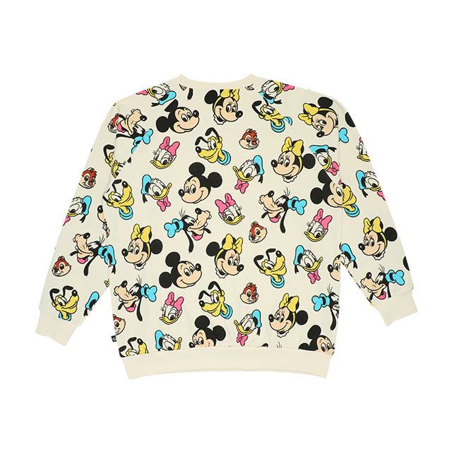 【ベビードール】ミッキー＆フレンズ 親子お揃い 総柄トレーナー 8704A / ミッキー ミニー グーフィー チップ デール プルート 大人 ユニセックス 男女兼用 リンクコーデ ペアルック 親子コーデ トップス 長袖 トレーナー