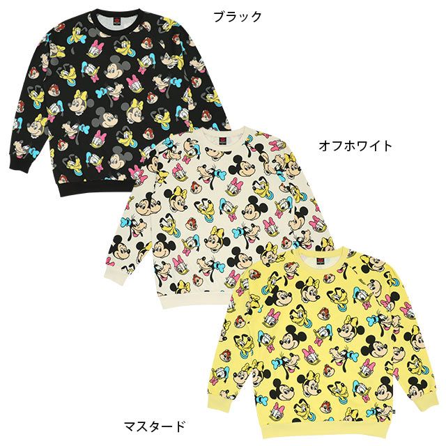 【ベビードール】ミッキー＆フレンズ 親子お揃い 総柄トレーナー 8704A / ミッキー ミニー グーフィー チップ デール プルート 大人 ユニセックス 男女兼用 リンクコーデ ペアルック 親子コーデ トップス 長袖 トレーナー