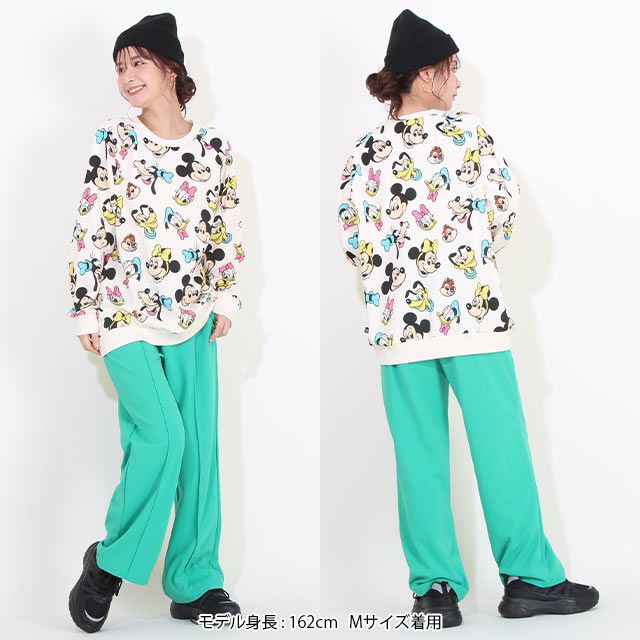 【ベビードール】ミッキー＆フレンズ 親子お揃い 総柄トレーナー 8704A / ミッキー ミニー グーフィー チップ デール プルート 大人 ユニセックス 男女兼用 リンクコーデ ペアルック 親子コーデ トップス 長袖 トレーナー