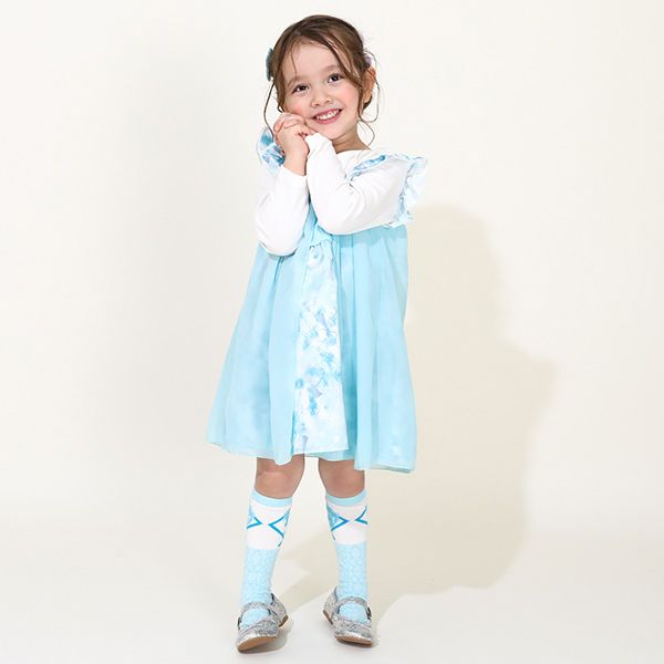 【ベビードール】エルサ なりきるワンピース 8724K / ベビーサイズ キッズ 長袖 ワンピ スカート フリル チュール シフォン 仮装 コスチューム コスプレ プリンセス お姫様 ガーリー