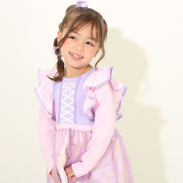 【ベビードール】ラプンツェル なりきるワンピース 8724K / ベビーサイズ キッズ 長袖 ワンピ スカート フリル チュール 仮装 コスチューム コスプレ プリンセス お姫様 ガーリー